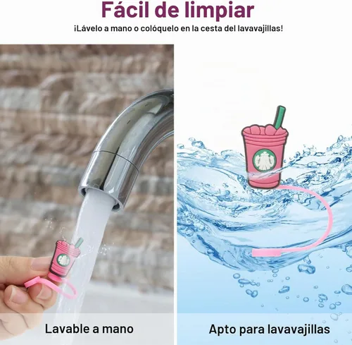 Vista 4 de KEUYE Funda para popote compatible con la taza de Starbucks, 7 fundas reutilizables para popotes, tapa de popote a prueba de salpicaduras, tapa