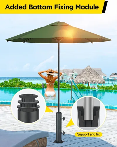 Vista 3 de Base de soporte para sombrilla de patio, soporte reforzado y resistente para sombrilla para exteriores y abrazadera en cubiertas, soporte