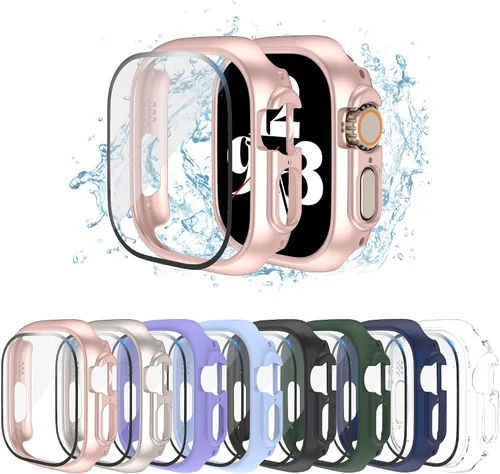 Vista 7 de Funda rígida de policarbonato compatible con Apple Watch Series 7/8/9 de 1.614 pulgadas, carcasa protectora completa con protector de pantalla