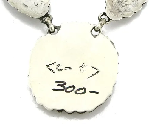 Vista 5 de C. Navajo firmado Montoya & C .925 Collar turquesa de plata de los años 80, turquesa