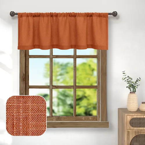 Vista 15 de Pitalk - Cenefa de ventana de lino negro para cocina, bolsillo para barra de 3 pulgadas, semitransparente, estilo bohemio moderno de granja, cenefa