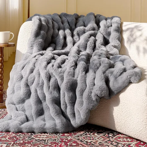 Vista 16 de Manta de piel sintética ultrasuave y acogedora, manta mullida de felpa gruesa de burbujas, manta mullida de lujo de gran tamaño para sofá, cama