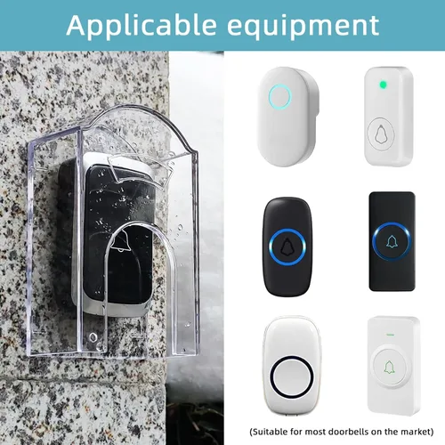 Vista 3 de Cubierta impermeable de botón para timbre de puerta para exterior, cubierta de lluvia para timbre, resistente a la intemperie, para interruptor