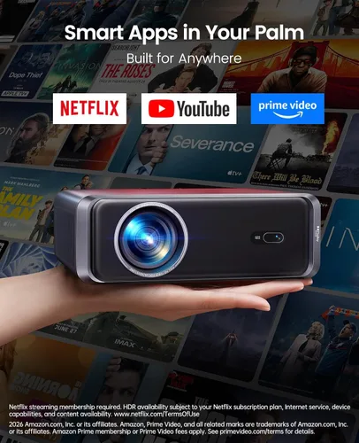 Vista 7 de [Aplicación oficial integrada/soporte 4K/compacto] Proyector inteligente con WiFi6 y Bluetooth, proyector de películas al aire libre y DoIby