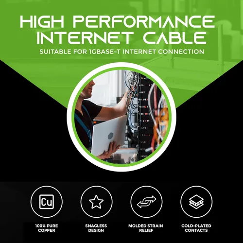 Vista 2 de GearIT Paquete de 20 cables de conexión Ethernet Cat5e de 1 pie - Cable de red LAN RJ45 sin enganches, color negro