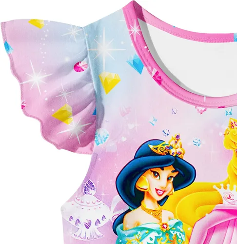 Vista 3 de MACCHO Vestido de princesa de fantasía para niñas, vestido de noche con mangas con vuelo, vestido casual para uso diario en el hogar