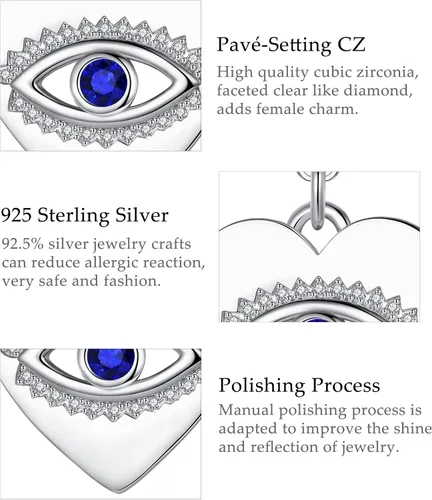 Vista 9 de INFUSEU Collares de plata de ley contra el mal de ojo para mujeres y niñas, regalos únicos de amuleto de protección