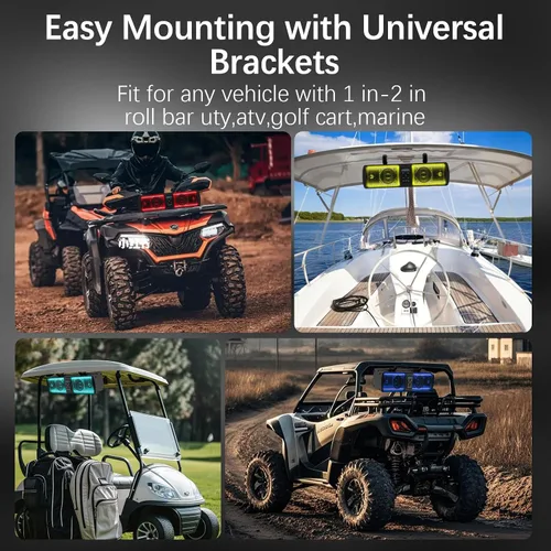 Vista 8 de Barra de sonido UTV, barra de sonido impermeable IP66 Bluetooth para carrito de golf, sistema de altavoces ATV, barra de sonido SXS compatible