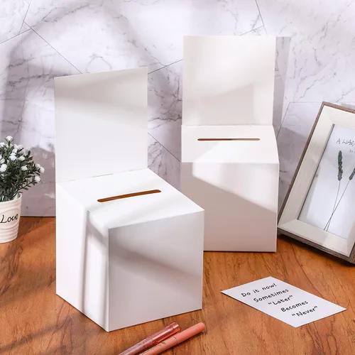 Vista 5 de Spakon 18 urnas de cartón con ranuras para sugerencias con cabecera, cajas de donación para recaudación de fondos, recolección de tarjetas de visita