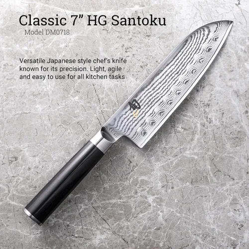 Vista 2 de Shun DM0718. Cuchillo Santoku de 7 pulgadas.