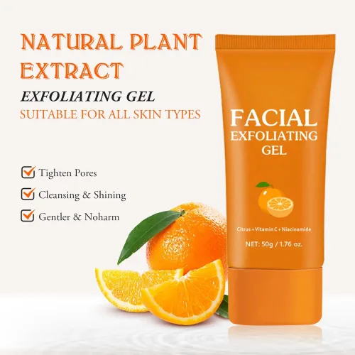 Vista 2 de Gel exfoliante naranja para cara y cuerpo, limpiador profundo hidratante facial exfoliante exfoliante exfoliante suave limpia suciedad y aceites