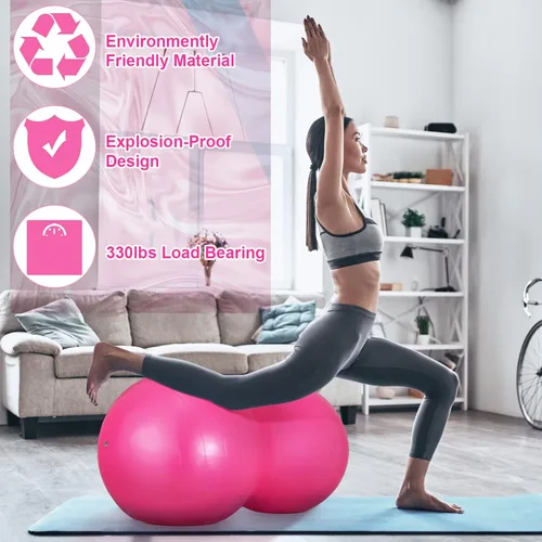 Vista 3 de Wettarn 2 unidades de bola de maní de maní para ejercicio, para embarazo, yoga, estabilidad, fitness, con bomba para parto, entrenamiento de fuerza