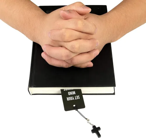 Vista 2 de 12 marcadores de versículos de la Biblia con colgantes de cruz, marcadores cristianos para la Biblia, grandes regalos religiosos para hombres
