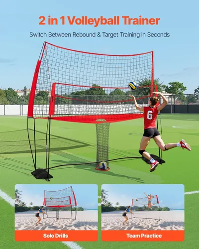 Vista 2 de VEVORAdjustable Height Badminton Net Set for Backyard Beach Lawn, Outdoor Portable Volleyball Net with Carrying Bag, 4 Square Quick Assemble Game