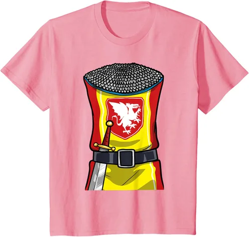 Vista 46 de Disfraz medieval de caballero de Halloween, camiseta para niños con espada de armadura, Negro, S
