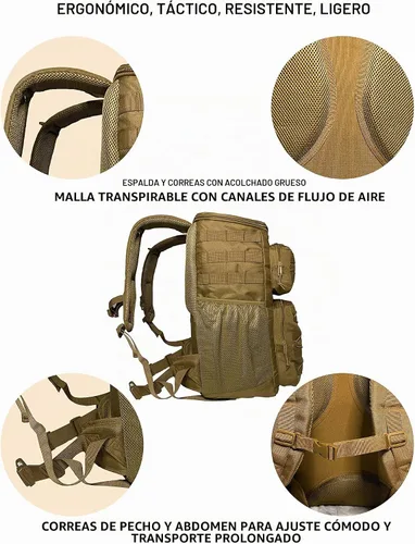 Vista 3 de Mochila enfriadora, táctica, aislada. Resistente, extra grande, a prueba de fugas para senderismo, camping, playa. Bono, herramienta multiusos