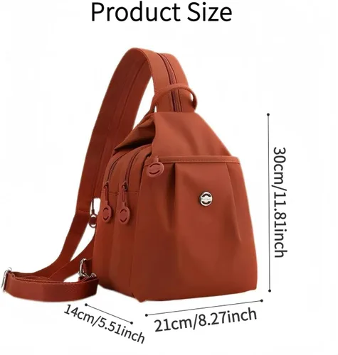 Vista 5 de Bolsa de viaje impermeable de 2 vías, mochila convertible, bolsa de trabajo antirrobo para mujer, 11.8x8.3x5.5 in, Azul, Grande, Minimalista