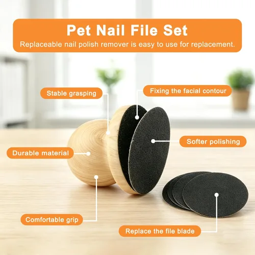 Vista 6 de Lima de uñas para perros, juego de lima de uñas de perro con 6 discos de lima reemplazables y cortaúperas, herramienta suave para el cuidado de uñas