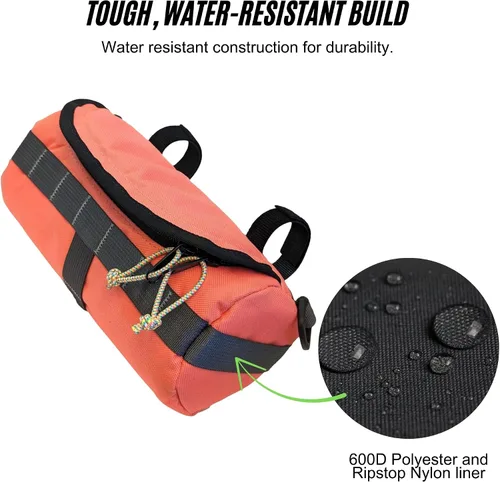 Vista 7 de Bolsa para manillar (Bikeday Cake) Capacidad de 2 litros Amplia bolsa para bicicleta con 2 correas de hebilla extra largas y 1 correa de gancho