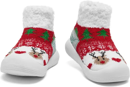 Vista 4 de Engtoy Baby Sock Shoes Baby Walking Shoes Infant Non-Slip Breathable Slippers with Soft Rubber Sole Baby Boys Girls Slip On Sneakers
