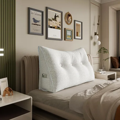 Vista 112 de Almohada de cabecera gruesa totalmente rellena tamaño Queen, cabecera acolchada suave y firme, soporte grande, triangular, almohada de cuña