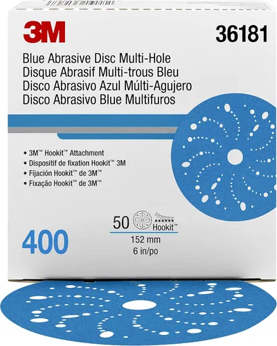 Vista 37 de 3M 3M-36142 Hookit disco abrasivo azul multi-agujero, 3" 80 Grado