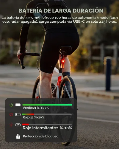 Vista 8 de MagicShine SEEMEE R300 - Luz trasera de radar para bicicleta con detección inteligente de visión trasera, gran angular de 270 ° que aumenta