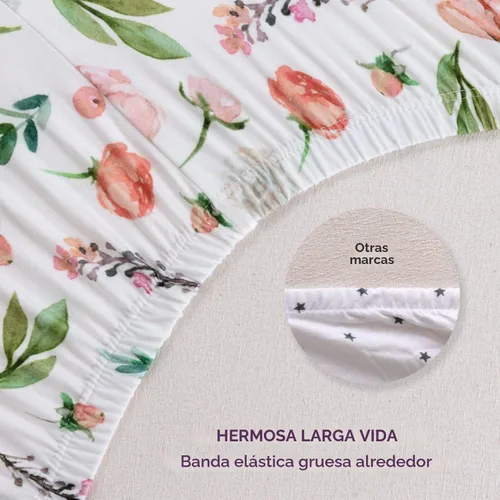 Vista 5 de Pobibaby Paquete de 2 sábanas bajeras para cuna para niñas, juego de sábanas de mezcla de algodón de primera calidad, suaves y transpirables