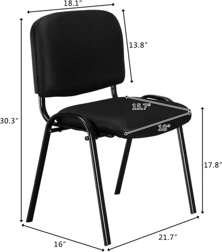 Vista 3 de VINGLI Sillas de sala de espera - Pack de 5 sillas negras de malla para iglesia y sala de conferencias, sillas apilables sin brazos para invitados