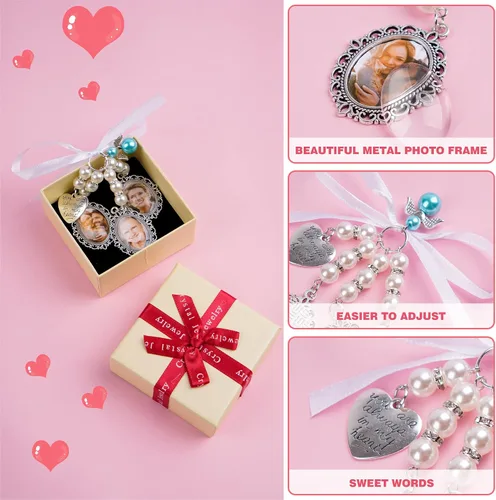 Vista 3 de Wedding Bouquet Photo Charms Bridal Lacy Oval Bridal Charm You are Always in My Heart DIY Bouquet Picture Charm