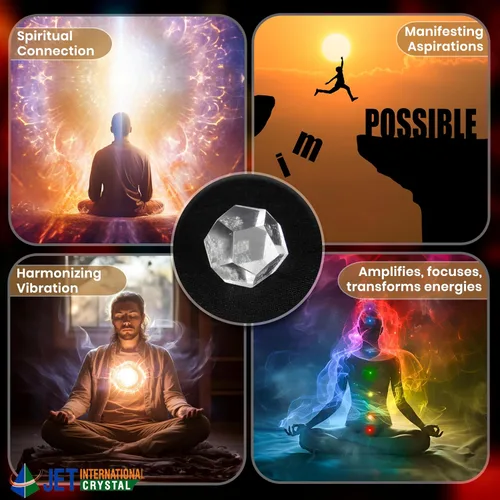 Vista 6 de Hermoso cristal de cuarzo dodecaedro piedra preciosa Sphatik Cristal original Natural Auténtico Buena Suerte Genuino Divino Santo Metafísico Reiki