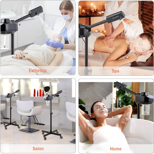 Vista 7 de OmySalon Estetician Steamer - Vaporizador facial profesional, vaporizador facial con niebla de ozono caliente para salón de belleza, spa, hogar