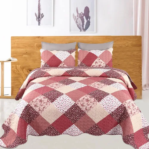Vista 6 de Qucover Juego de Edredón Twin, 3 Piezas Multicolor con Estampado Floral de Patchwork Colcha Tamaño Twin, Juego de Ropa de Cama Twin de Microfibra