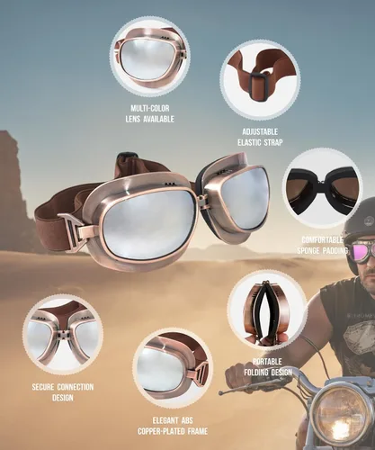 Vista 4 de Gafas CRG Sports estilo clásico de piloto de aviación para motocicleta crucero, tipo scooter T04 T04ST