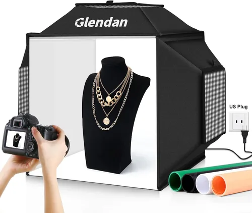 Vista 10 de Caja de Luz Portátil Glendan para Fotografía: Caja de Foto Profesional Ajustable de 16"x16" con Luces LED CRI 480 de Alta Calidad - Caja de Luz
