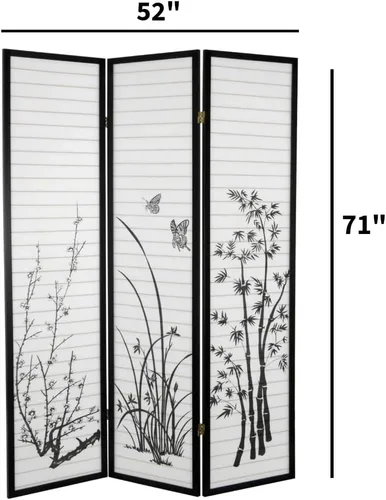 Vista 3 de Legacy Decor Divisor de habitación de 3 paneles, pantalla de privacidad con estampado de bambú, 71 pulgadas de alto x 52 pulgadas de ancho