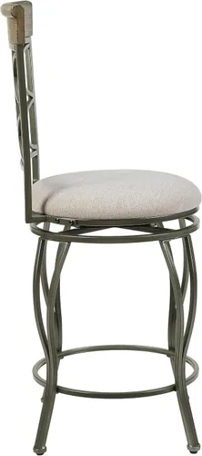 Vista 7 de Linon Curves - Taburete giratorio de metal de peltre de 25 pulgadas con asiento tapizado beige
