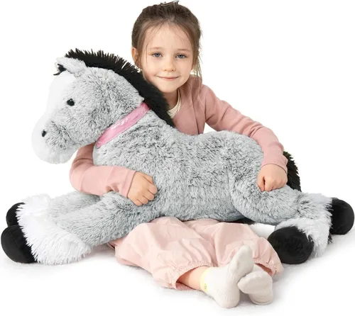 Vista 10 de MaoGoLan Peluche de caballo grande para niño, juguete de peluche de caballo grande para niña, poni montable de peluche para niños, almohada de felpa