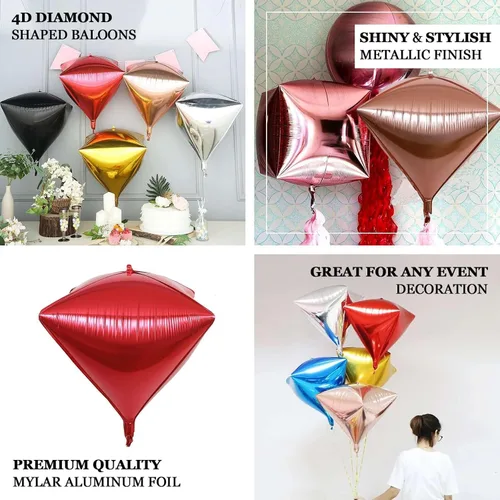 Vista 4 de Efavormart - Paquete de 3 globos de Mylar con forma de diamante 4D de 16.0 in, color oro rosa