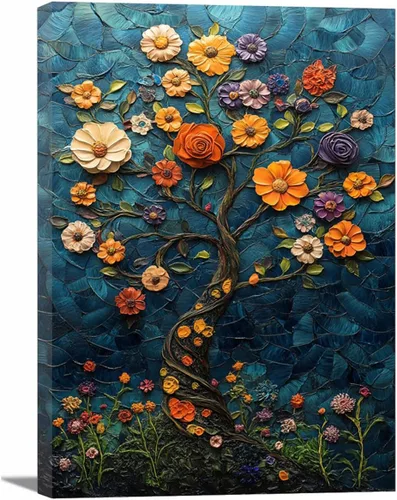 Vista 14 de VOCBAN Tree of Life Canvas Wall Art Painting Poster Nature Print Canvas Wall Art Print Artwork Living Room Bedroom Office Hallway Picture(black