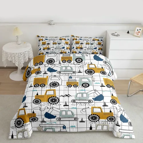 Vista 30 de Feelyou Juego de ropa de cama con estampado de aviones para niños y niñas, juego de funda de edredón de microfibra estilo boceto azul y blanco