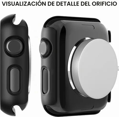 Vista 4 de Diruite Juego de 2 fundas para Apple Watch Series 3/2/1 de 38mm, protector de pantalla de vidrio templado ultradelgado de todo alrededor para iWatch