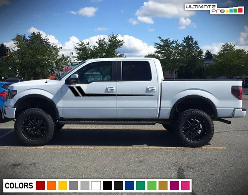 Vista 2 de Kit de calcomanías gráficas de vinilo para puerta superior de carreras, compatible con Ford F150 Series 2009 -Presente (negro)