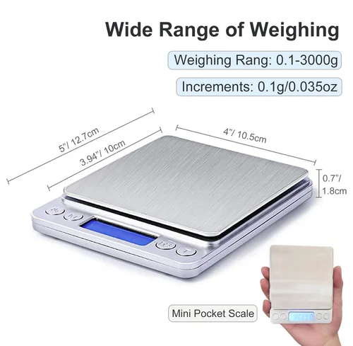 Vista 3 de Báscula digital de alimentos de 105.82 oz/0.00 oz oz gramos y onzas, báscula de cocina para cocinar hornear con retroiluminación pantalla LCD, tare