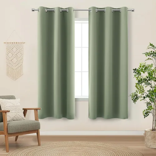Vista 46 de KOUFALL Cortinas de Baño Aqua para Ventana, Juego de 2 Paneles Decoración Costera Cortinas Cortas Opacas para Ventana Pequeña de Cocina Puerta
