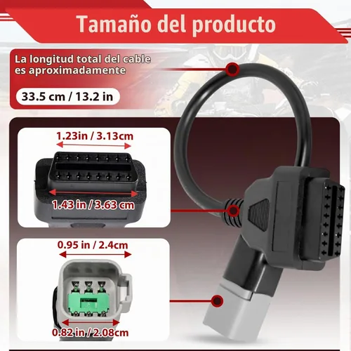 Vista 3 de Cable adaptador OBD2 de 6 pines a 16 pines para BRP, compatible con Bombardier Can-Am ATV UTV motocicleta, OBD1 a OBD2 conector de diagnóstico