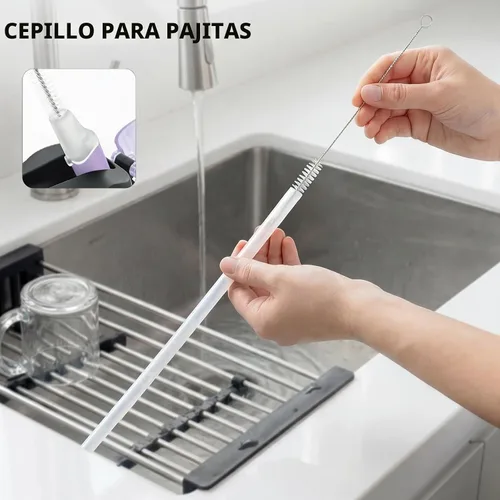 Vista 6 de Enerbone Botella de agua aislada de 24 onzas, 2 tapas de 24 onzas (con pajilla / sin pajilla), frasco de doble pared de acero inoxidable
