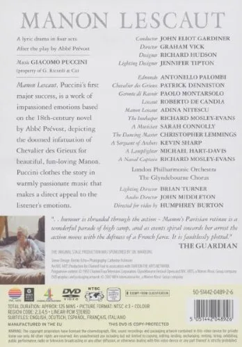 Vista 2 de Puccini - Manon Lescaut Gardiner, Vick (Glyndebourne Festival Opera 1997) DVD 2011 UK Import