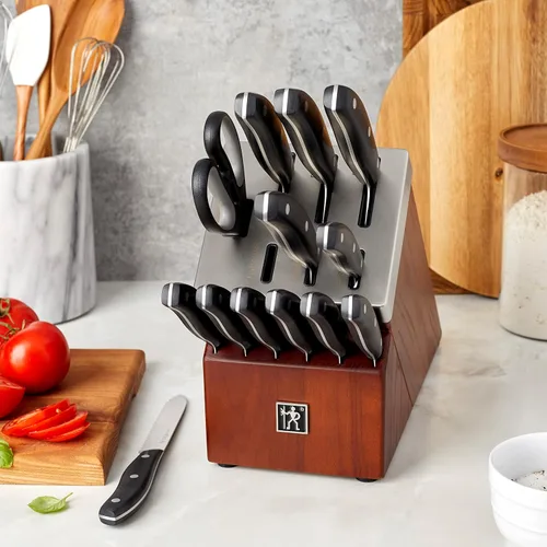 Vista 2 de Henckels Definition - Juego de 14 cuchillos autoafilables, cuchillo de chef, cuchillo de pelar, cuchillo utilitario, cuchillo de pan, cuchillo