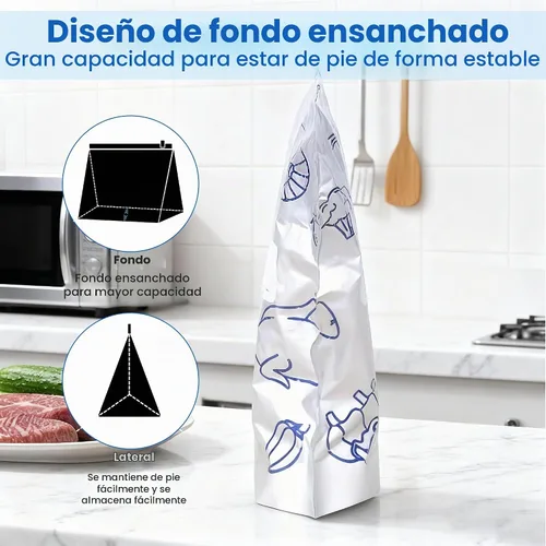Vista 7 de 30 piezas de bolsas reutilizables de papel de aluminio sellables para almacenamiento, 2026 nuevas bolsas de pie sellables con etiqueta y cierre